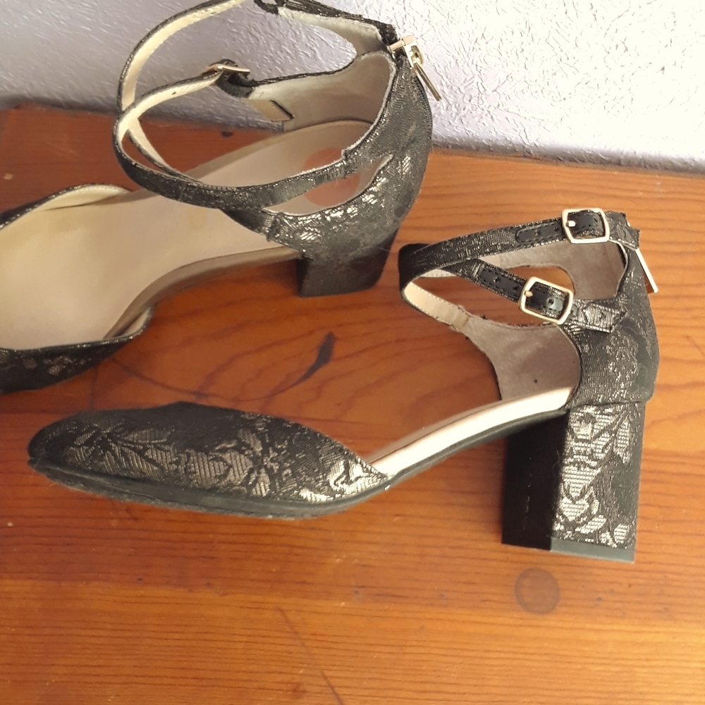 Metallic Lace Heels